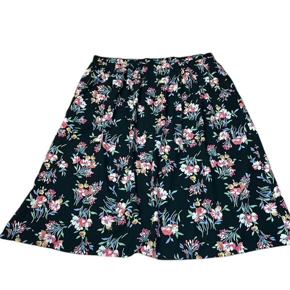 Vintage Sag Harbor black Floral Skirt, elastic, 2X - Picture 1 of 8